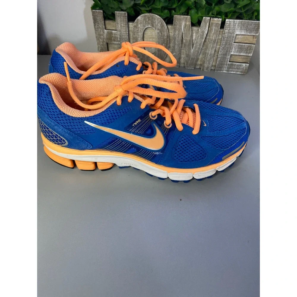 Nike Pegasus 28 Women Running Shoes Blue Orange Flywire‎ Sz 5.5 Athletic
